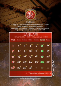 kalender 2018 myquran - Januari