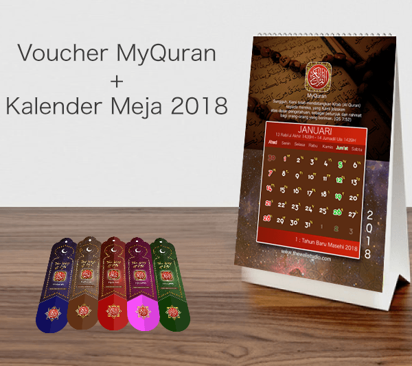 voucher MyQuran + kalender meja 2018